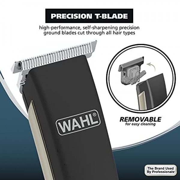 Wahl USA 남성용 충전식 리튬 이온 2.0 수염 트리머 - 그루밍, 디테일링 헤드, 라이트 터치 업, 귀 코 및 눈썹 모델용 정밀 T 블레이드가 있는 얼굴 털 트리머 모델 9886-300