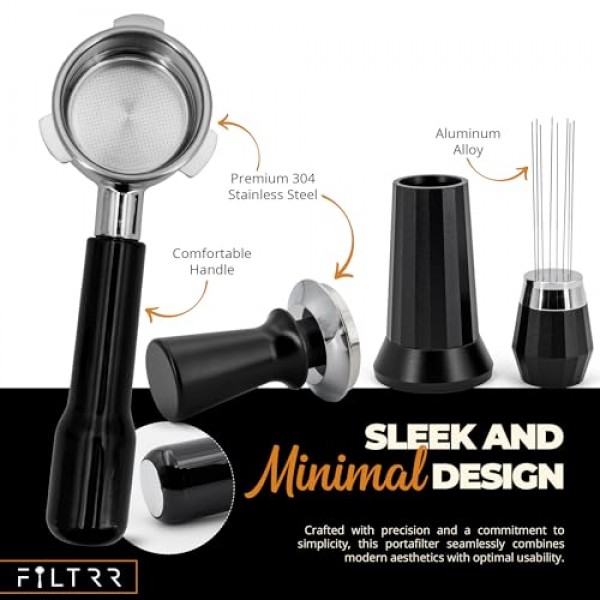 54mm 포터필터 에스프레소 키트 세트 - Breville Bambino, Express, Touch 스테인리스 스틸 및 알루미늄 합금 WDT 도구 및 스프링이 있는 정밀 탬퍼에 적합 - 커피 탬핑 스테이션용