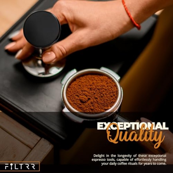 54mm 포터필터 에스프레소 키트 세트 - Breville Bambino, Express, Touch 스테인리스 스틸 및 알루미늄 합금 WDT 도구 및 스프링이 있는 정밀 탬퍼에 적합 - 커피 탬핑 스테이션용