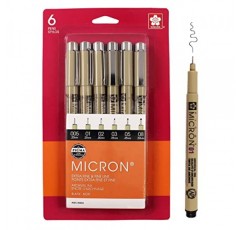 SAKURA Pigma Micron Fineliner 펜 - 보관용 검정 잉크 펜 - 쓰기, 그리기 또는 저널링용 펜 - 다양한 포인트 크기 - 6 팩