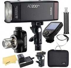 Godox AD200 Pro Godox AD200Pro 소니 카메라용 Godox 플래시, TTL 2.4G HSS 1/8000s, 2900mAh 배터리(XPro-S 플래시 트리거 포함), 500회 최대 전력 플래시, 0.01-1.8s 재활용, 베어 벌브/스피드