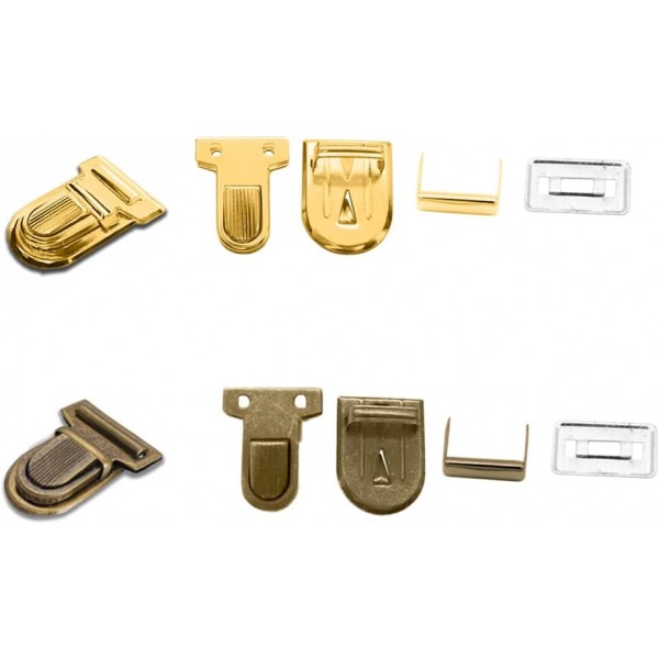 Csirnto 가방 패스너 18 세트 가방 잠금 패스너 가방 금속 가방 패스너 지갑 푸시 잠금 지갑 키 잠금 패스너 잠금 가방 DIY, 3 색