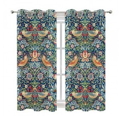 윌리엄 모리스 아트 프린트 빈티지 딸기 도둑 거실용 암막 커튼 42x63인치