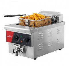 레스토랑용 배수구, 타이머, 바구니 및 뚜껑이 포함된 6L 전기 조리대 딥 프라이 초대형 120V,1800W 상업용 딥 프라이어