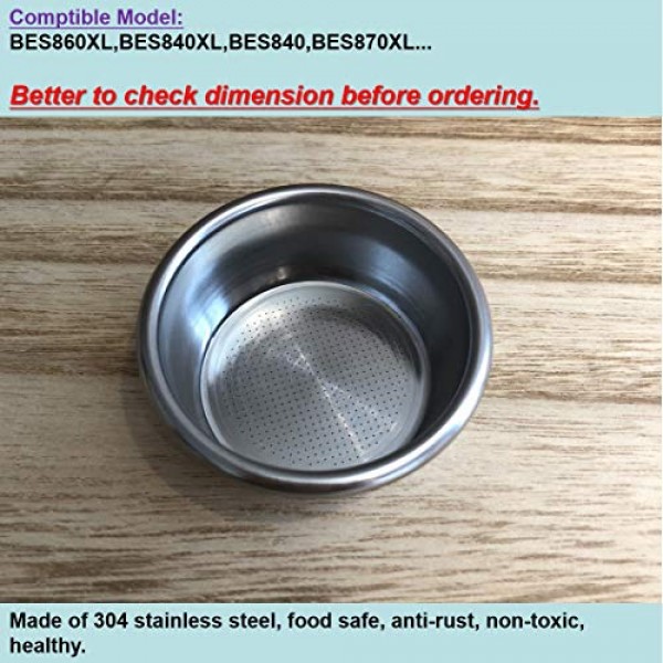 54mm 필터 바구니 스테인레스 스틸 포터 필터 바구니 에스프레소 핸들 바구니 Breville Portafilter BES870XL,BES860XL,BES840XL,더블 컵 커피 필터 바구니 교체와 호환 가능