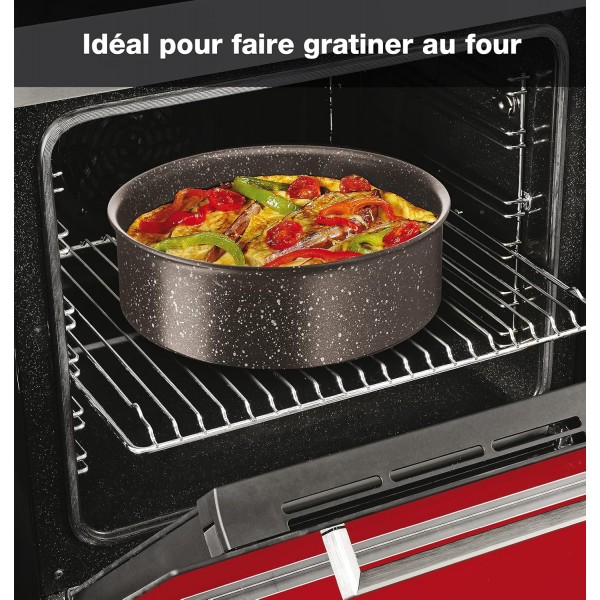 Tefal L6789802 Batterie de Cuisine pièces Effet Pierre Ingenio Extreme 조리기구, 14개, 스톤 효과, 알루미늄, 브라운
