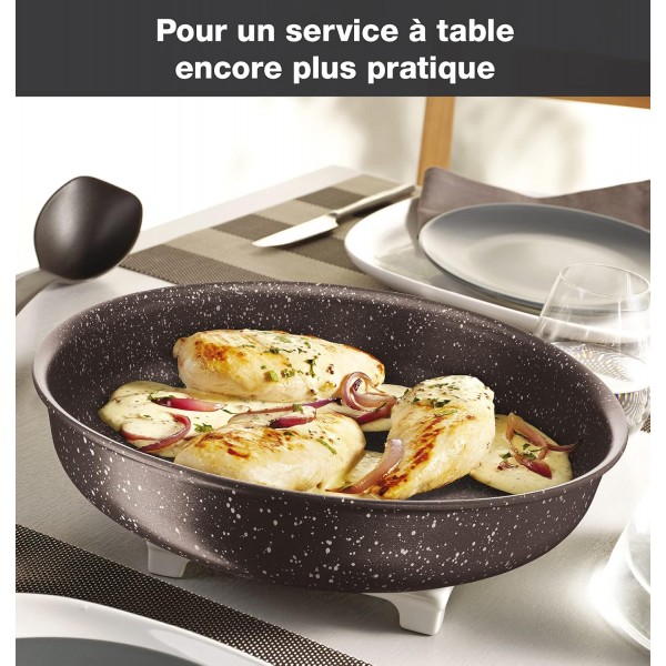 Tefal L6789802 Batterie de Cuisine pièces Effet Pierre Ingenio Extreme 조리기구, 14개, 스톤 효과, 알루미늄, 브라운