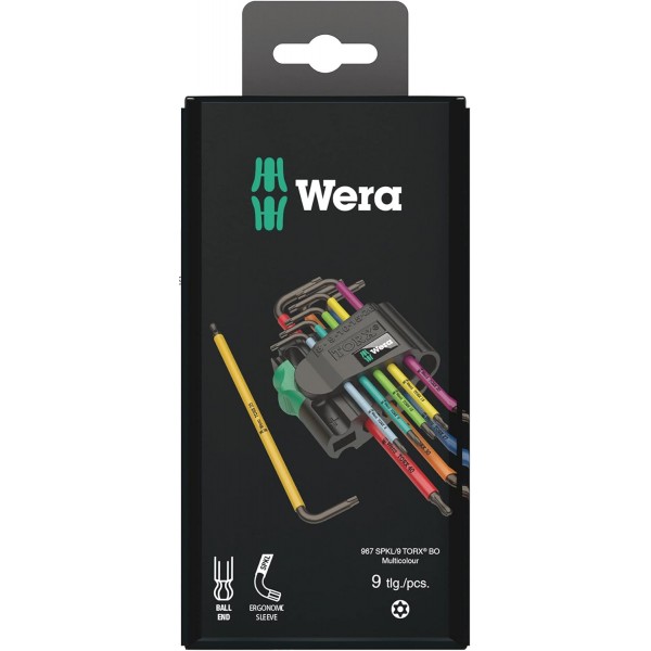 Wera 950 SPKL/9 SM HF 다색 L-키 세트 Metric BlackLaser with HOL & 967SPKL/9BO 다색 TX-키 세트, TX8 - TX40, 9pc, 05073599001