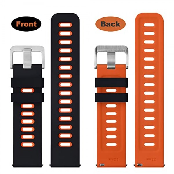 WOCCI 바이컬러 시계 밴드, 실리콘 고무, 남성용 및 여성용 퀵 릴리스 교체 스트랩, 스테인레스 스틸 버클, 밴드 폭 18mm 20mm 22mm