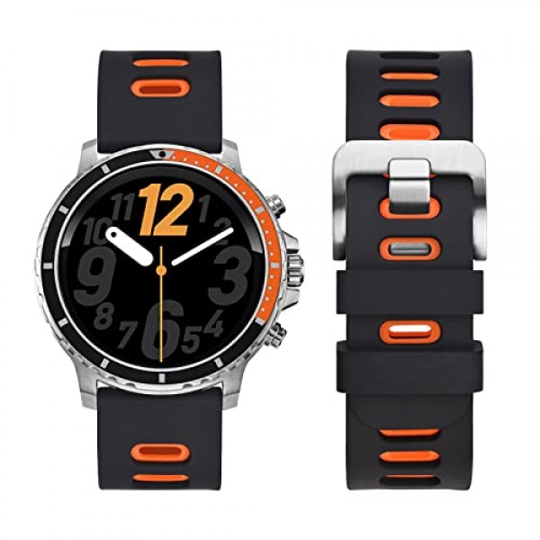 WOCCI 바이컬러 시계 밴드, 실리콘 고무, 남성용 및 여성용 퀵 릴리스 교체 스트랩, 스테인레스 스틸 버클, 밴드 폭 18mm 20mm 22mm