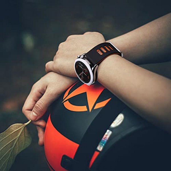 WOCCI 바이컬러 시계 밴드, 실리콘 고무, 남성용 및 여성용 퀵 릴리스 교체 스트랩, 스테인레스 스틸 버클, 밴드 폭 18mm 20mm 22mm