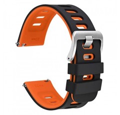 WOCCI 바이컬러 시계 밴드, 실리콘 고무, 남성용 및 여성용 퀵 릴리스 교체 스트랩, 스테인레스 스틸 버클, 밴드 폭 18mm 20mm 22mm