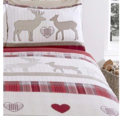 Rapport Home St Andrews 비버 세트 - 레드 - 더블 이불 커버, 면