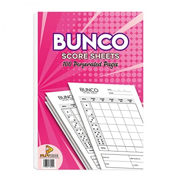 Bunco 점수 시트: 천공이 있는 단면 대형 인쇄 점수 시트 100장, Bunco 게임 키트 및 Bunco 파티 용품에 완벽하게 추가됨