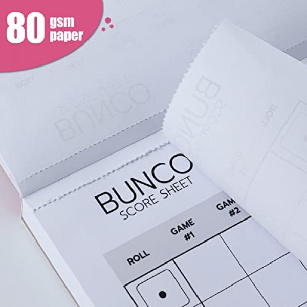 Bunco 점수 시트: 천공이 있는 단면 대형 인쇄 점수 시트 100장, Bunco 게임 키트 및 Bunco 파티 용품에 완벽하게 추가됨