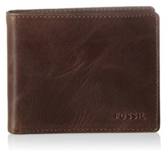 화석 남성용 코치맨 시계, 45mm 케이스 크기, 쿼츠 크로노그래프 무브먼트, 정품 가죽 스트랩, 남성용 데릭 가죽 이중 지갑 11.5cm L x 2cm W x 9cm H