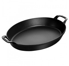 Staub Cast Iron 14.5인치 X 11.2인치 타원형 베이킹 접시 - 매트 블랙, 프랑스산