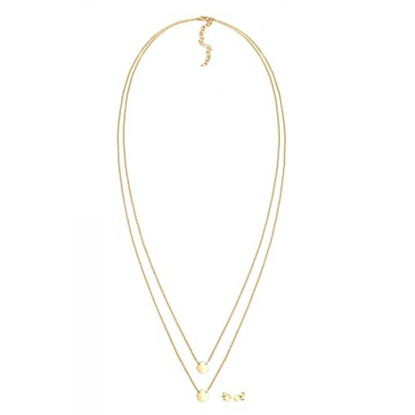 Elli 여성용 주얼리 세트 925 스털링 실버 Geo Trend 서클 스터드 및 레이어 체인