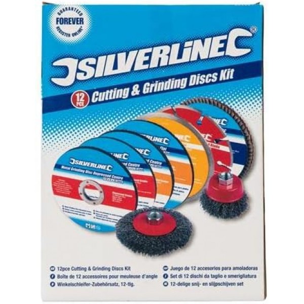 Silverline 633831 절단 및 연삭 디스크 키트 12pce 12pce 115mm