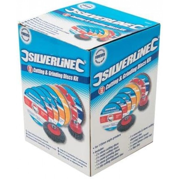 Silverline 633831 절단 및 연삭 디스크 키트 12pce 12pce 115mm
