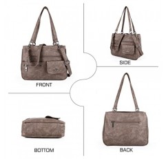 angel Kiss 여성용 가죽 핸드백 숄더백 핸드백 방수 캐리 백 다기능 핸드백 숄더백 대형 작업용 학교 구매자 여행, ​​회갈색, 패셔너블