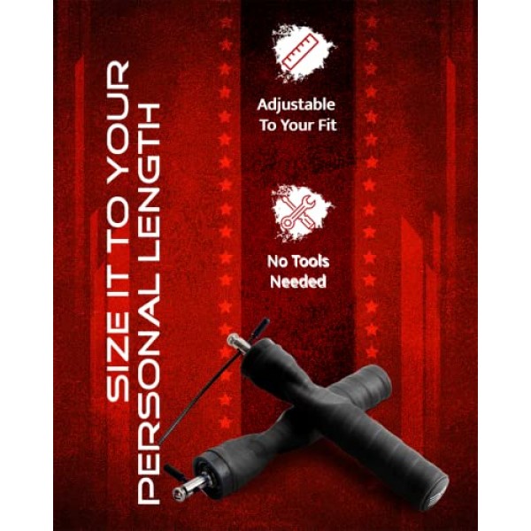 여성 및 남성용 WOD Nation 공격 속도 줄넘기 - 운동 및 피트니스를 위한 전문 줄넘기 - 길이 조절 가능, 엉킴 방지 케이블 - 가정 및 체육관 운동에 적합 - 길이 조절 가능 