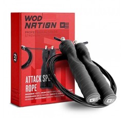 여성 및 남성용 WOD Nation 공격 속도 줄넘기 - 운동 및 피트니스를 위한 전문 줄넘기 - 길이 조절 가능, 엉킴 방지 케이블 - 가정 및 체육관 운동에 적합 - 길이 조절 가능 