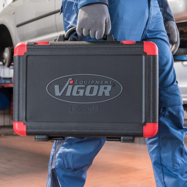 ViGOR V2461N 소켓 세트 | 뒤집을 수 있는 래칫 및 익스텐션, 다양한 비트 및 소켓 렌치가 포함된 172개 부품 | 단일 수동 조작을 위한 광범위한 너트 박스 세트