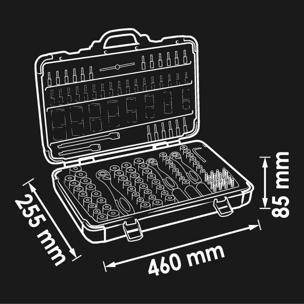 ViGOR V2461N 소켓 세트 | 뒤집을 수 있는 래칫 및 익스텐션, 다양한 비트 및 소켓 렌치가 포함된 172개 부품 | 단일 수동 조작을 위한 광범위한 너트 박스 세트
