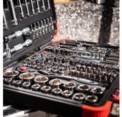 ViGOR V2461N 소켓 세트 | 뒤집을 수 있는 래칫 및 익스텐션, 다양한 비트 및 소켓 렌치가 포함된 172개 부품 | 단일 수동 조작을 위한 광범위한 너트 박스 세트