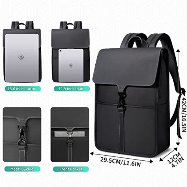 HEROIC KNIGHT 배낭 남성 여성 방수 노트북 배낭 15.6 인치 비즈니스 배낭 우아한 USB 포트 노트북 배낭 작업 대학 사무실 여행 다크 그레이, 블랙, 배낭