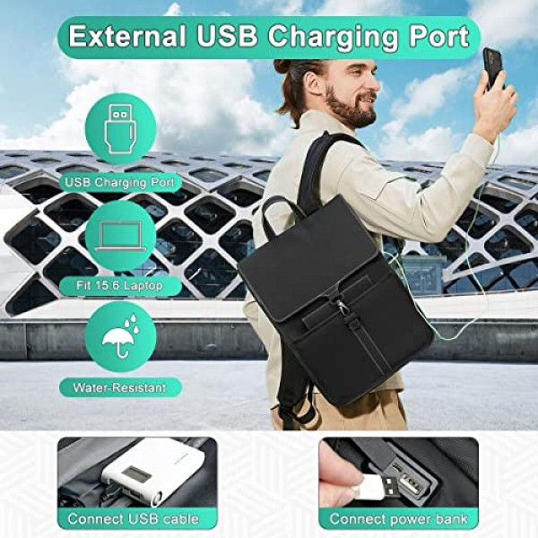 HEROIC KNIGHT 배낭 남성 여성 방수 노트북 배낭 15.6 인치 비즈니스 배낭 우아한 USB 포트 노트북 배낭 작업 대학 사무실 여행 다크 그레이, 블랙, 배낭