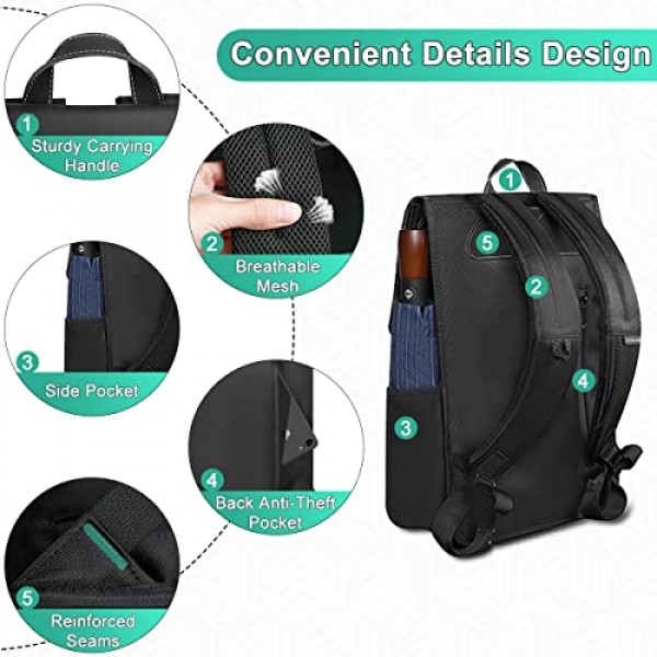 HEROIC KNIGHT 배낭 남성 여성 방수 노트북 배낭 15.6 인치 비즈니스 배낭 우아한 USB 포트 노트북 배낭 작업 대학 사무실 여행 다크 그레이, 블랙, 배낭