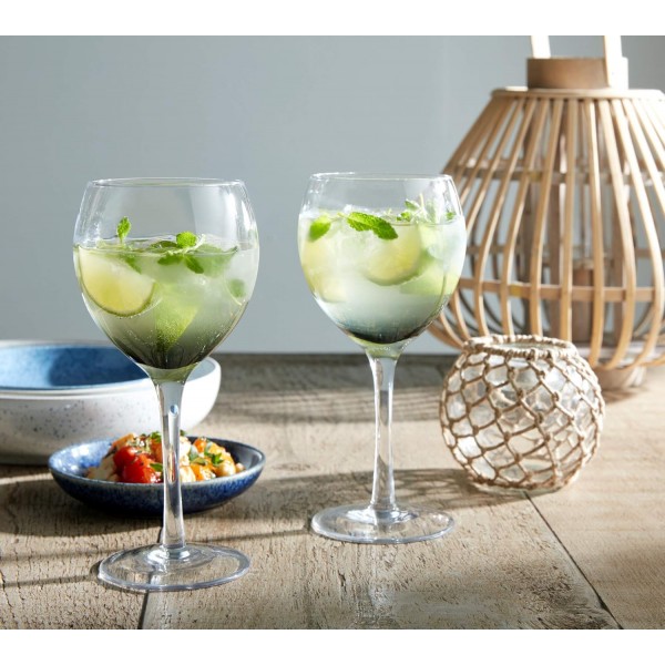 Denby 0.475리터 유리 Halo/프랄린 와인 글라스, 2개들이, 레드