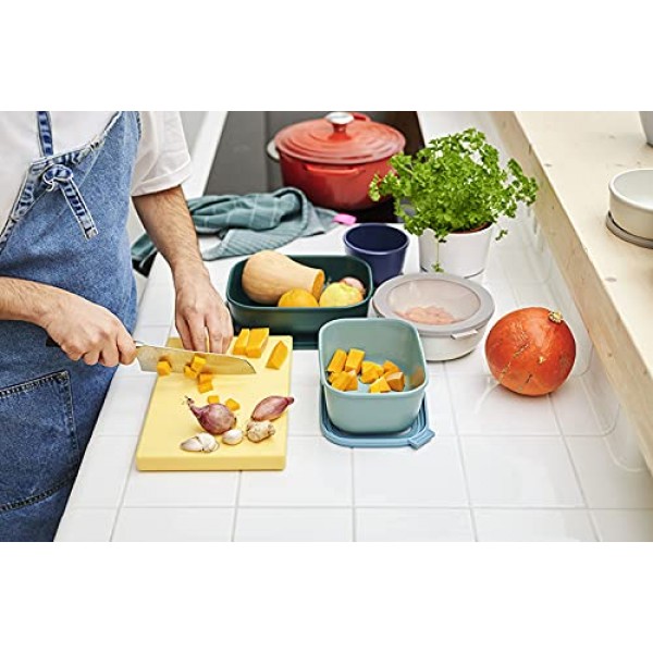 Mepal Cirqula 멀티 보울 직사각형 1000ml 노르딕 화이트 식품 보관 상자-쌓을 수 있는 식기세척기 안전, 1,000ml