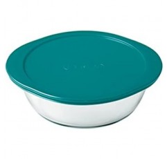 뚜껑이 있는 원형 유리병 3개로 구성된 Pyrex® Cook & Store 세트(0.35L, 1.1L, 2.3L) BPA 없음