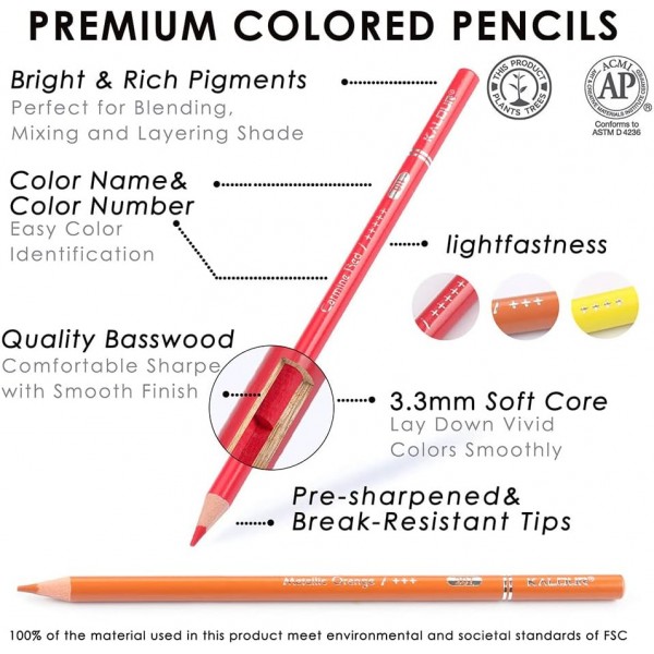 Ccfoud Professional Coloring Pencils 300 가지 색상 세트 선명한 색상의 아티스트를위한 소프트 코어 드로잉 스케치에 이상적 성인 아티스트를위한 음영 컬러링 연필 초보자 300
