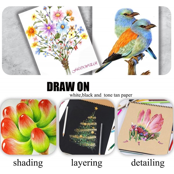 Ccfoud Professional Coloring Pencils 300 가지 색상 세트 선명한 색상의 아티스트를위한 소프트 코어 드로잉 스케치에 이상적 성인 아티스트를위한 음영 컬러링 연필 초보자 300