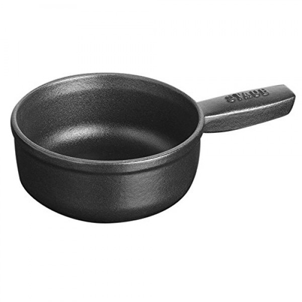 Staub Cast Iron 12온스 미니 치즈 퐁듀 포트 - 매트 블랙, 프랑스산