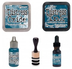 Tim Holtz Distress Tim Holtz Uncharted Mariner Bundle - Distress Ink and Distress Oxide - Pads, Reinkers & Tools - 5 아이템, 청록색 (81876-81890-81883-81906)