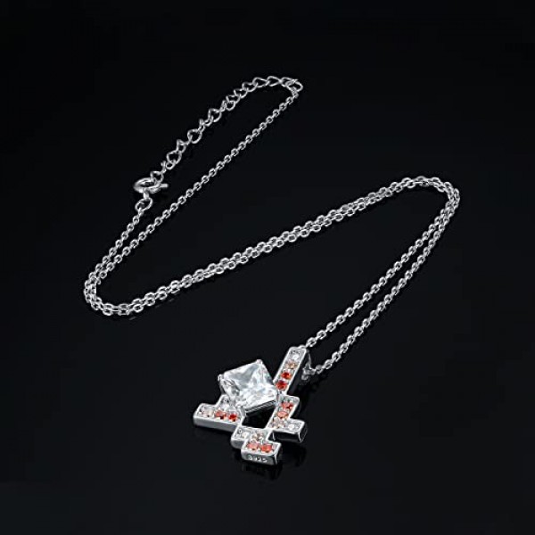 JewelryPalace 게임 에메랄드 컷 5ct 큐빅 지르코니아 체인 펜던트 45 cm, 옐로우 주얼리 세트 여성 목걸이 여성용 실버 925 목걸이 여성용 체인 소녀, 오렌지 스톤 선물용 보