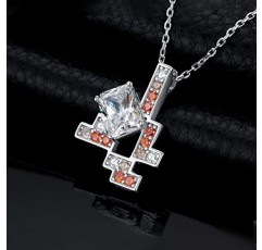 JewelryPalace 게임 에메랄드 컷 5ct 큐빅 지르코니아 체인 펜던트 45 cm, 옐로우 주얼리 세트 여성 목걸이 여성용 실버 925 목걸이 여성용 체인 소녀, 오렌지 스톤 선물용 보