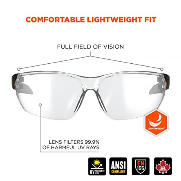 Ergodyne Skullerz VALI 긁힘 방지 안전 안경, 김서림 방지, ANSI z87.1