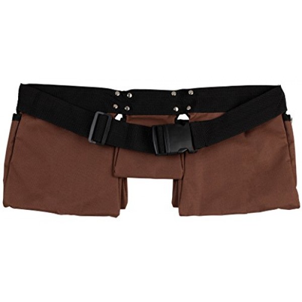 11 포켓 브라운 및 블랙 고강도 건설 도구 벨트, 작업 앞치마, 도구 파우치, 폴리 웹 벨트 퀵 릴리스 버클 포함 - 33인치에서 50인치까지 조정 가능