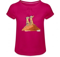 스프레드셔츠 Jan And Henry Meerkats Hill 여아 티셔츠, 프릴 자홍색 10년