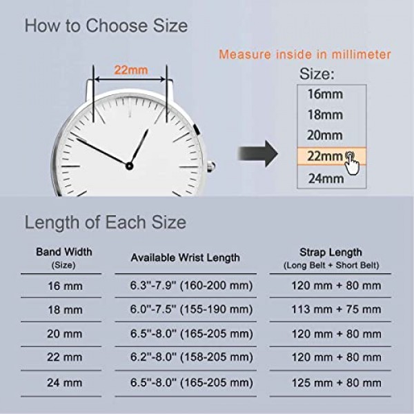 WOCCI 시계 밴드 - 스테인레스 스틸 버클이 포함된 프리미엄 실리콘 고무 교체 스트랩(16mm 18mm 20mm 22mm 24mm)
