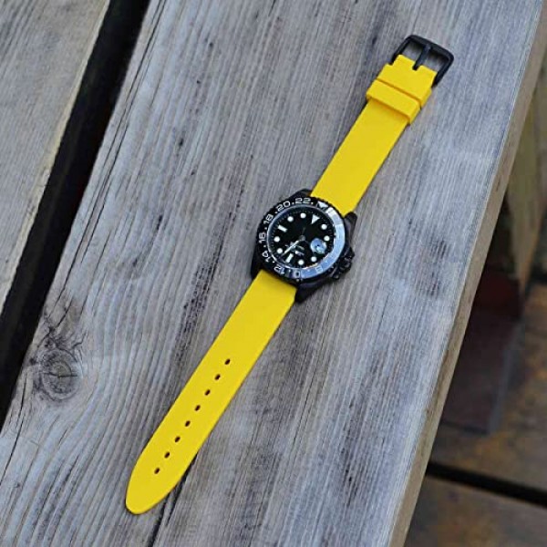 WOCCI 시계 밴드 - 스테인레스 스틸 버클이 포함된 프리미엄 실리콘 고무 교체 스트랩(16mm 18mm 20mm 22mm 24mm)