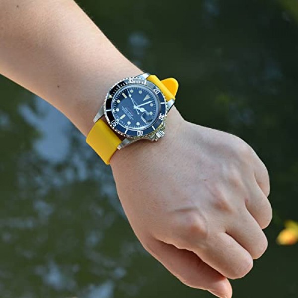 WOCCI 시계 밴드 - 스테인레스 스틸 버클이 포함된 프리미엄 실리콘 고무 교체 스트랩(16mm 18mm 20mm 22mm 24mm)