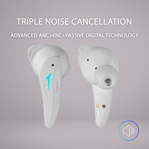 Mars Gaming MHI-ULTRA White, 무선 헤드셋 TWS, RGB Flow, Bluetooth 5.3, 3중 소음 제거, 24H 배터리 수명 MHIULTRAW