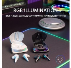 Mars Gaming MHI-ULTRA White, 무선 헤드셋 TWS, RGB Flow, Bluetooth 5.3, 3중 소음 제거, 24H 배터리 수명 MHIULTRAW